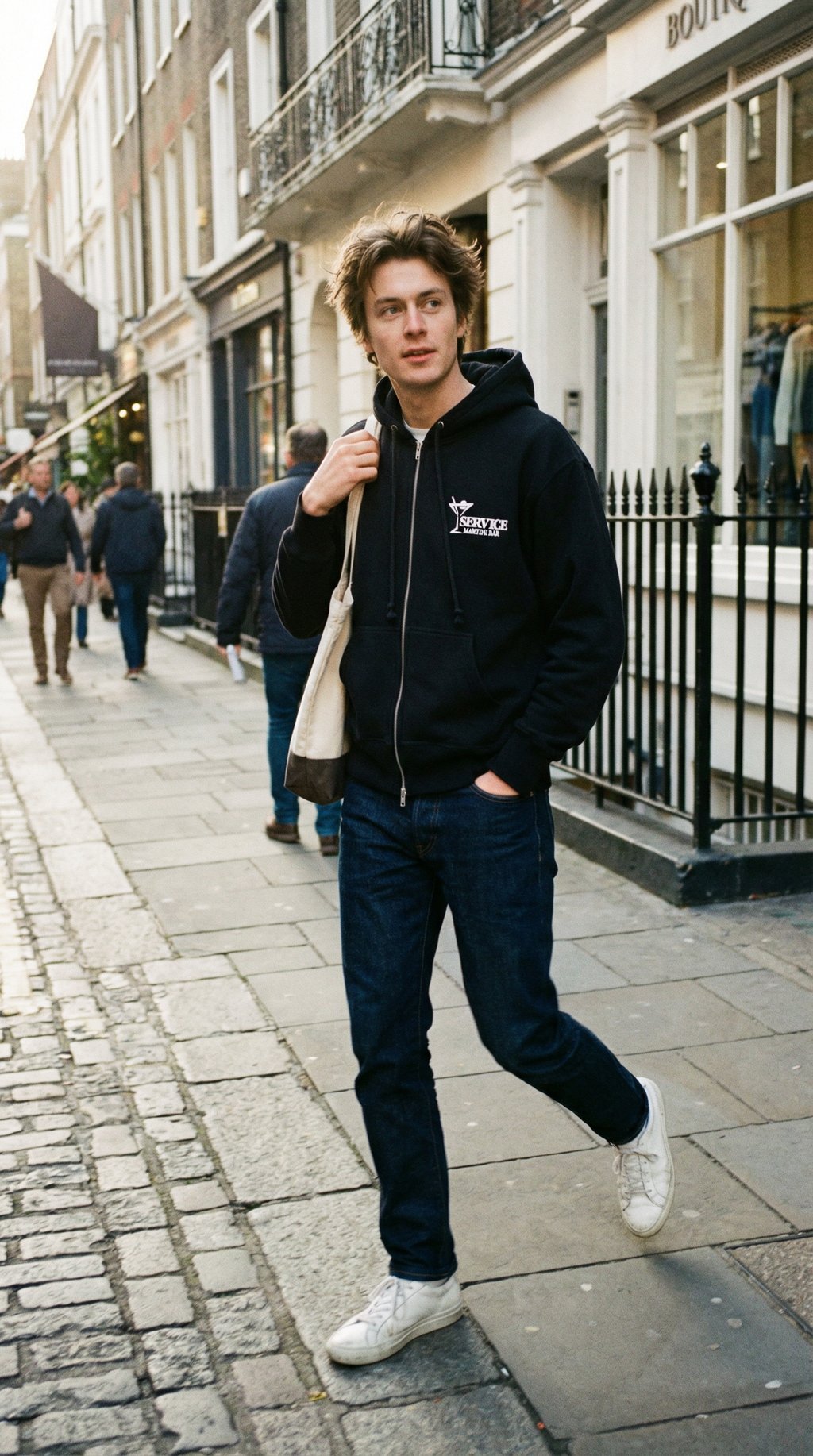 AI product shot of Service Works Martini Zipper Hooded Sweater Black