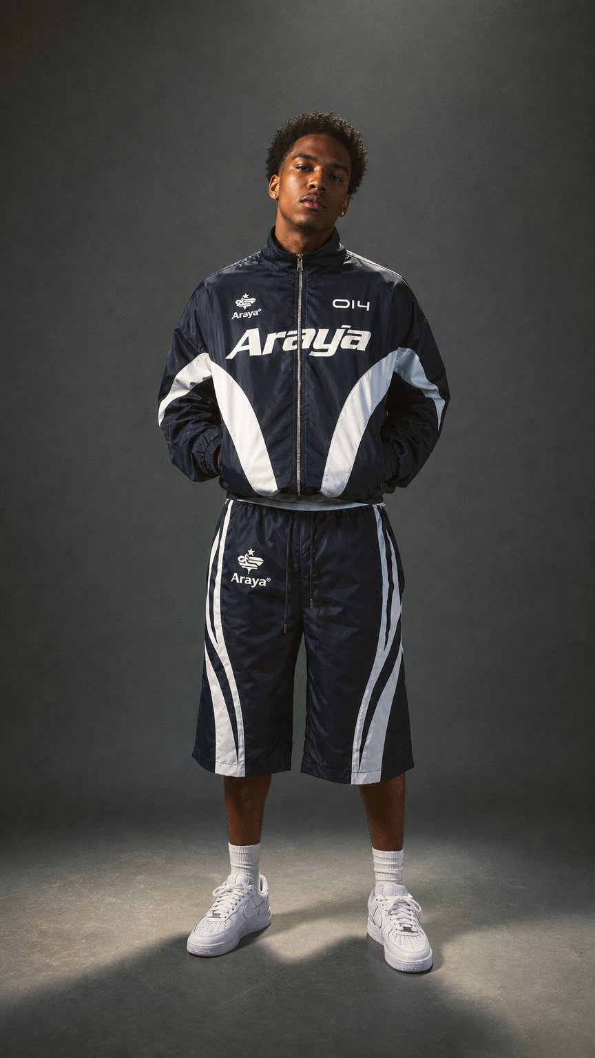 AI product shot of 3/4th Quarter Length "014" Navy Blue Short Set