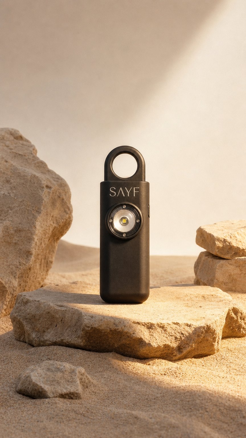 AI product shot of SAYF Alarm