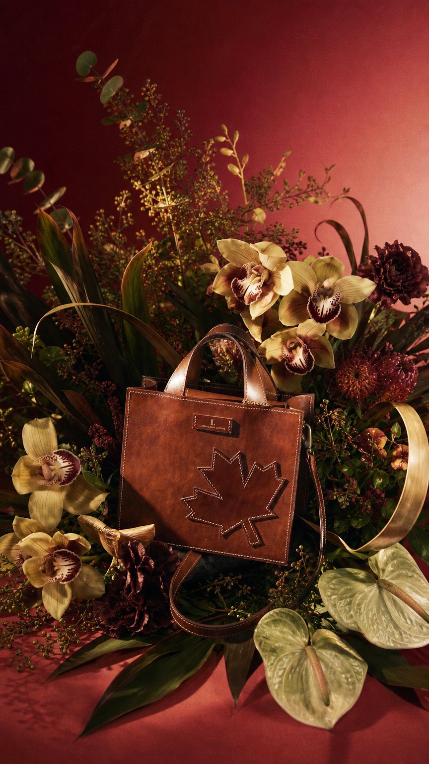 AI product shot of MAPLE Heritage Handcrafted Leather Handbag