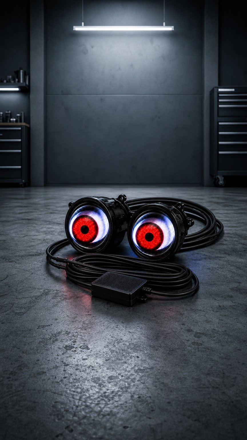 AI product shot of ApexGaze™- RGB Headlight Eyes