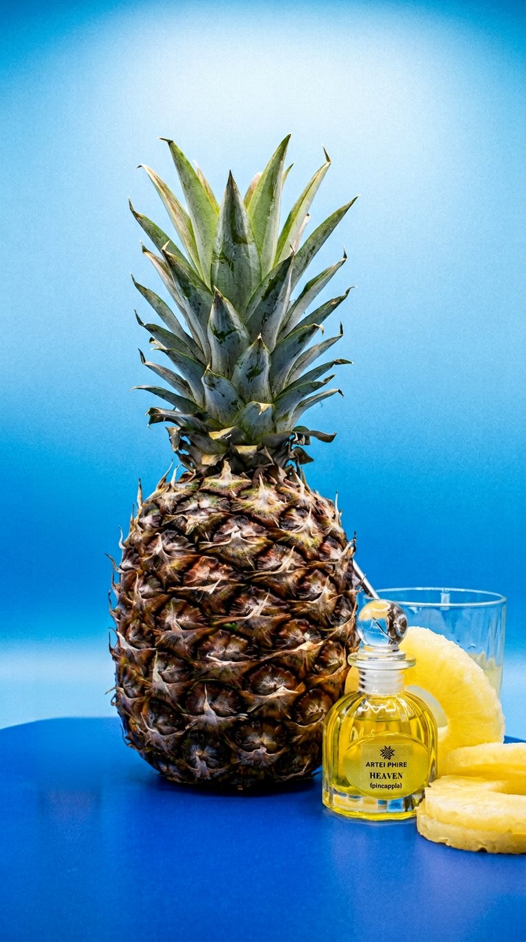 AI product shot of Heaven - Pineapple Eau de cologne, Tropical Artisan Fragrance
