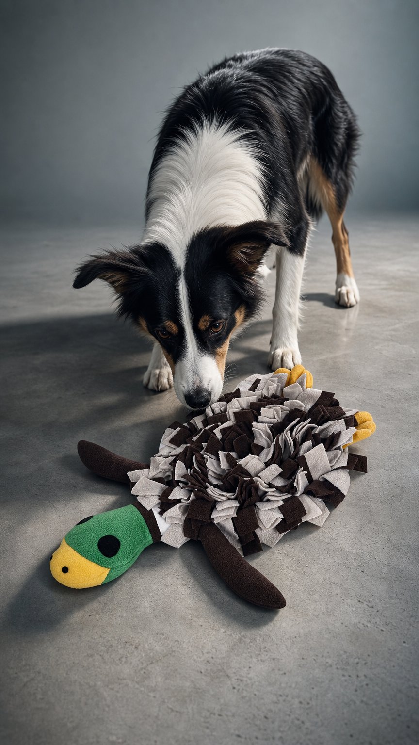 AI product shot of Squeaky Duck Snuffle Mat for Dogs – 2-in-1 Toy & Foraging Fun