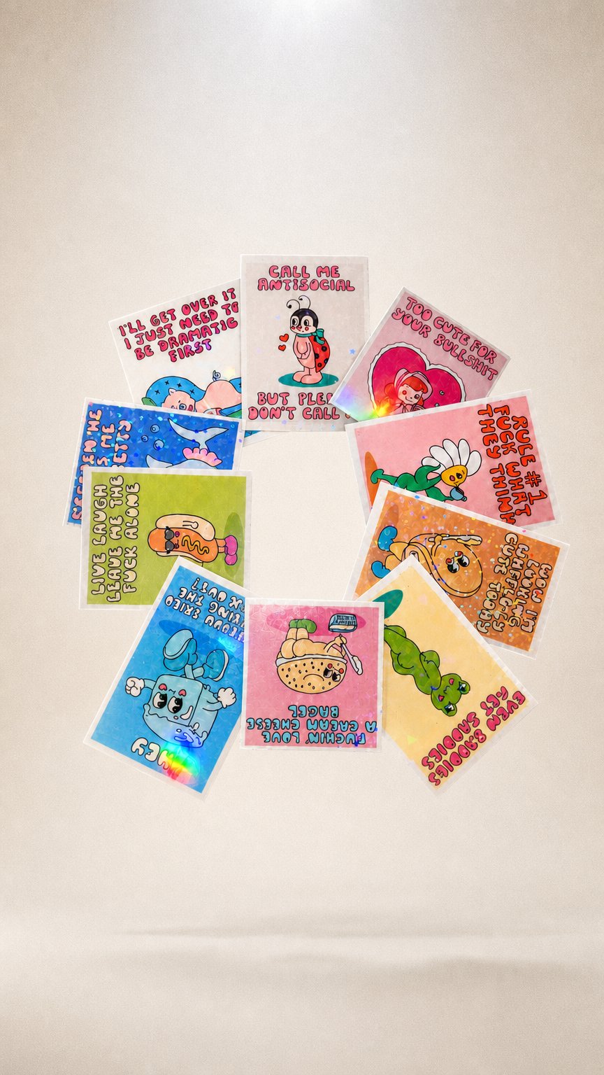AI product shot of Sassy Collection - Full 10 Sticker Set