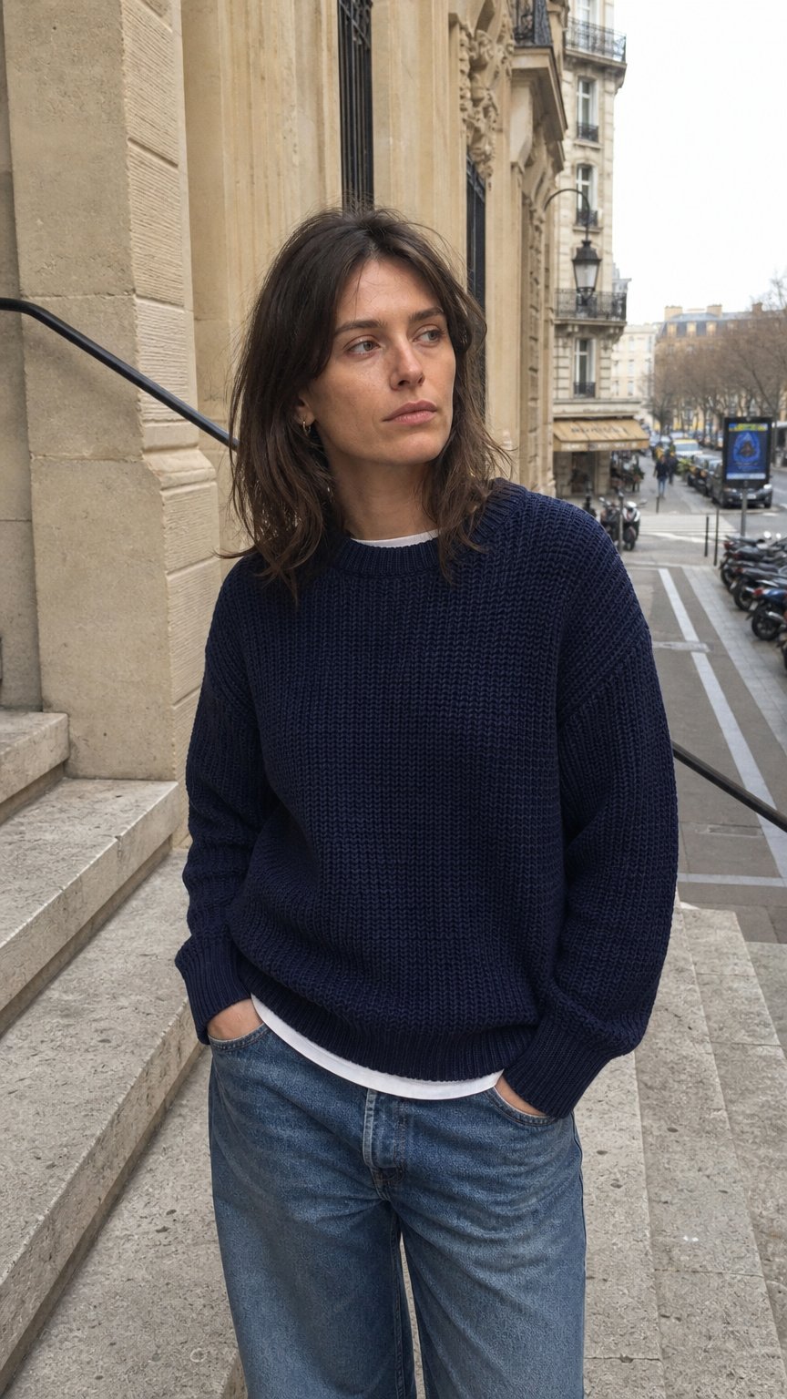 AI product shot of Cotton Fisherman Knit Sweater