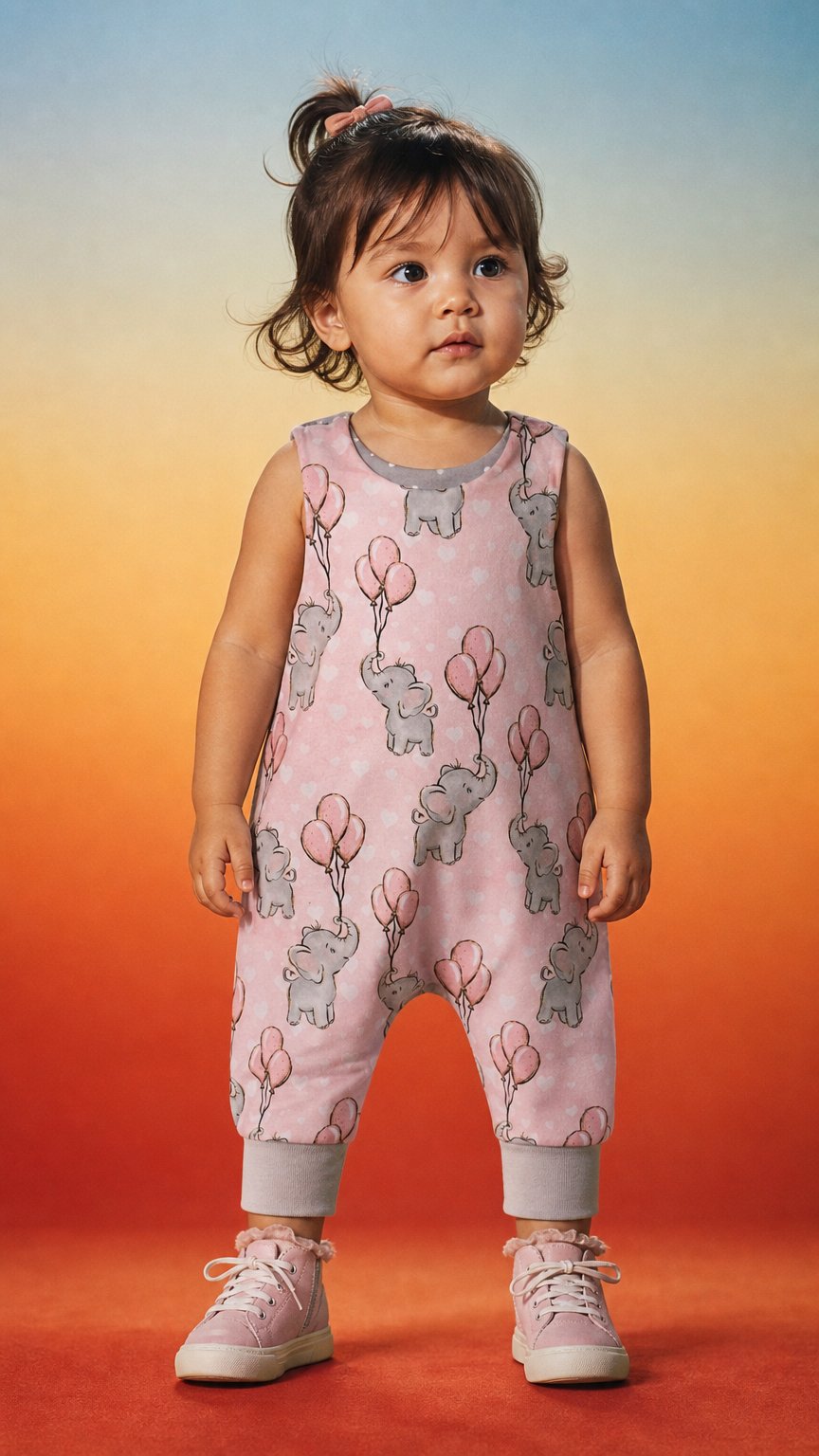 AI product shot of ELEFANT ROSA Strampler