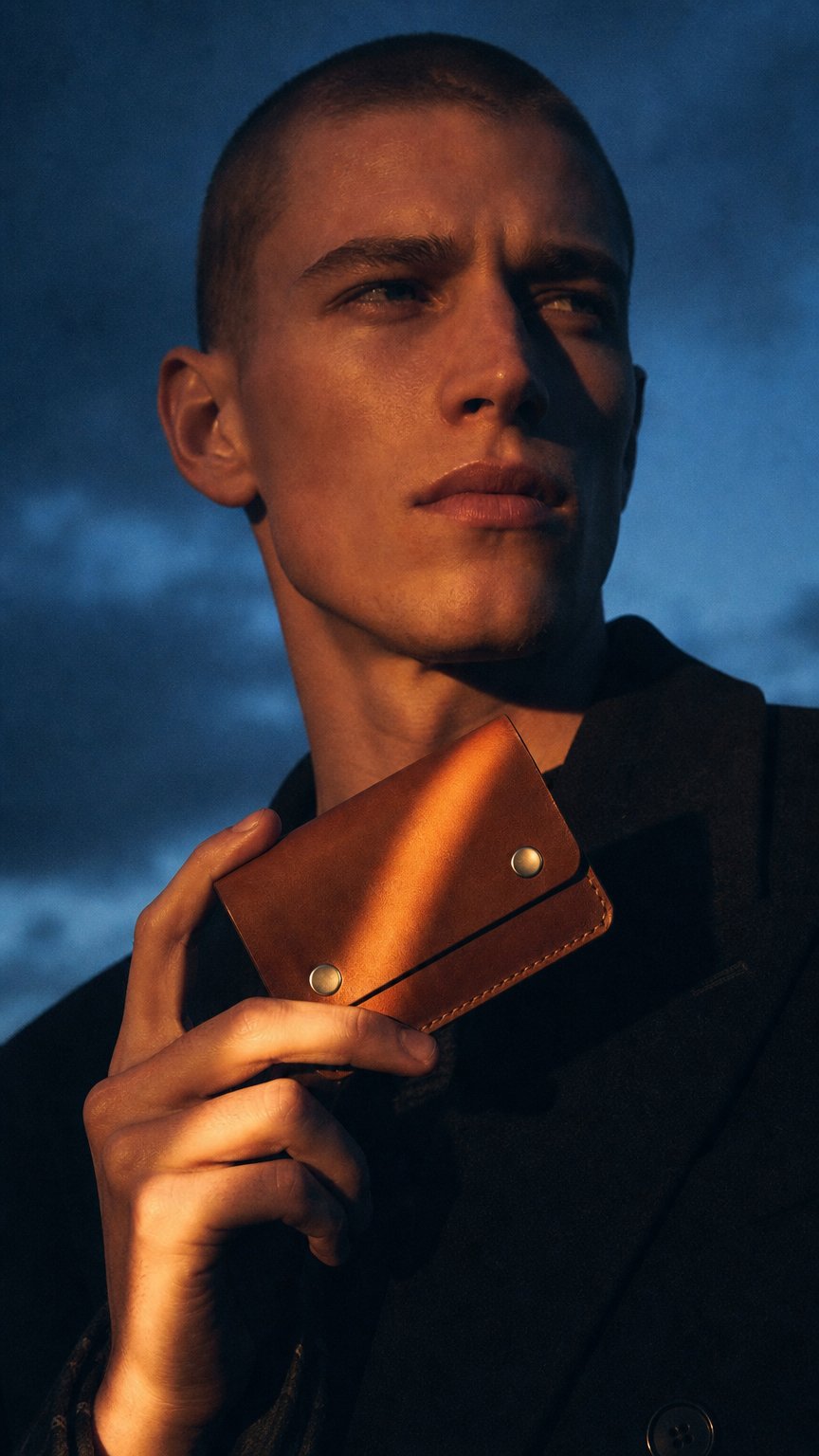 AI product shot of Slim Card Wallet in Buck Brown