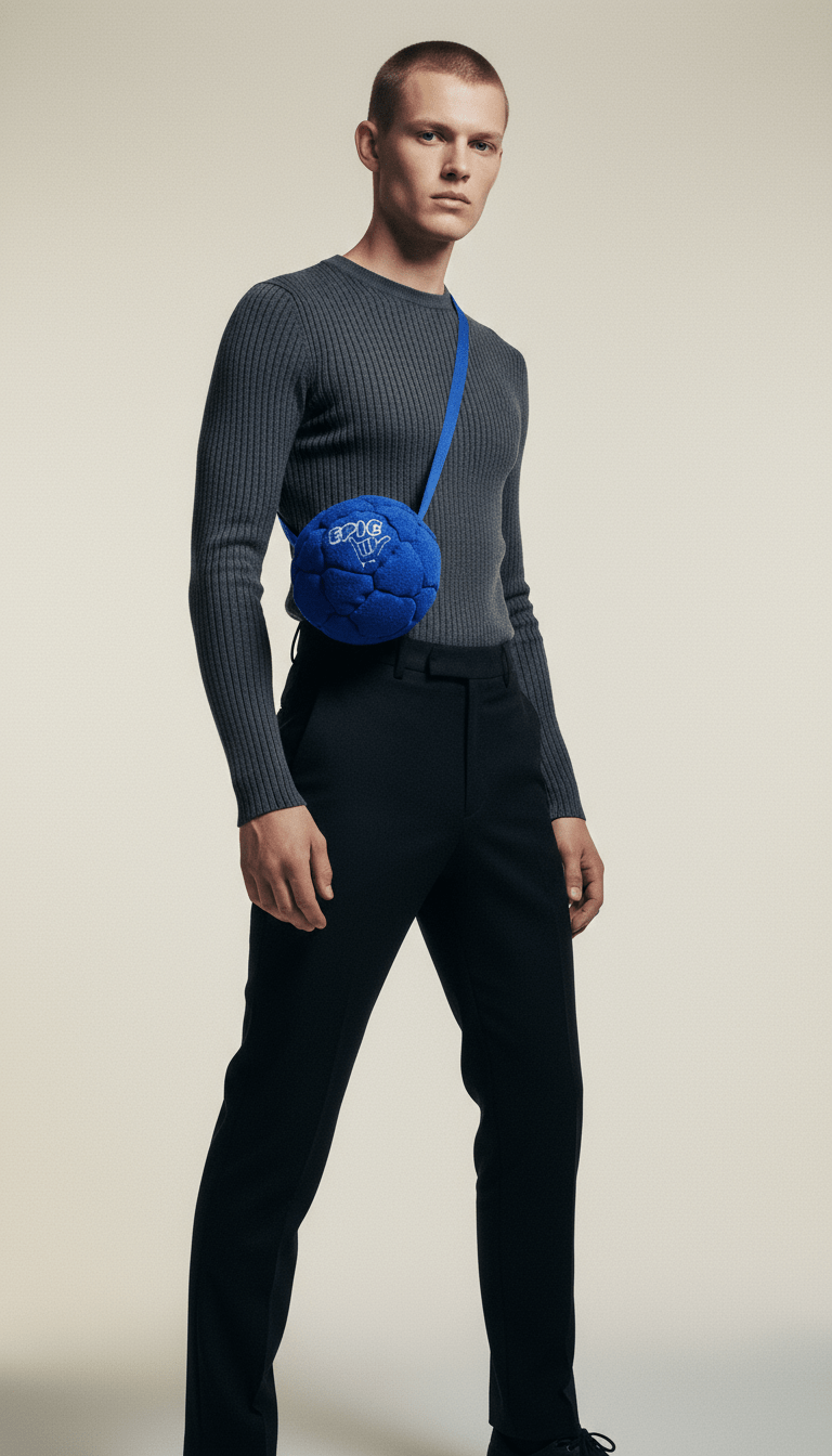 AI product shot of Blue 32 Panel Premium Suede Footbag