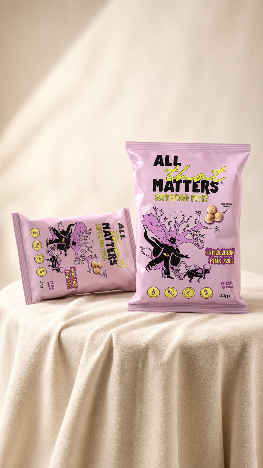 AI product shot of Superfood Puffs - Himalayan Pink Salt