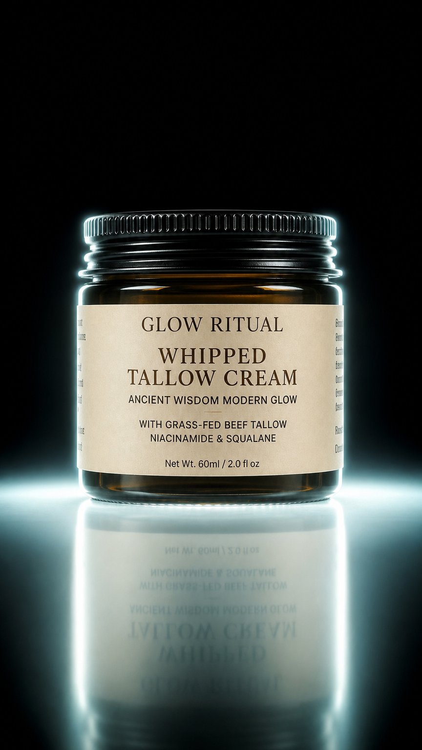 AI product shot of Glow Ritual Whipped Tallow Cream + Skin Actives