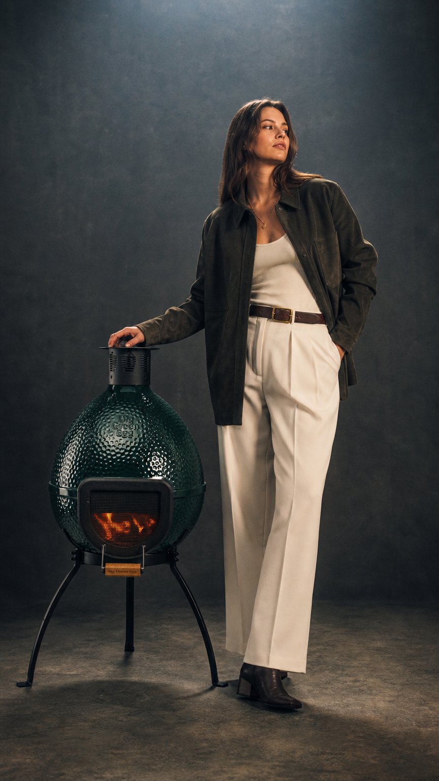 AI product shot of Big Green Egg Chiminea