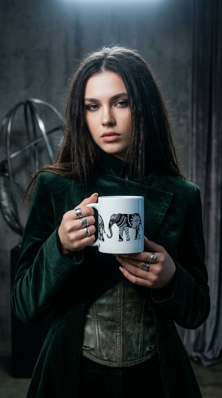 AI product shot of Mug of Prancing Elephants