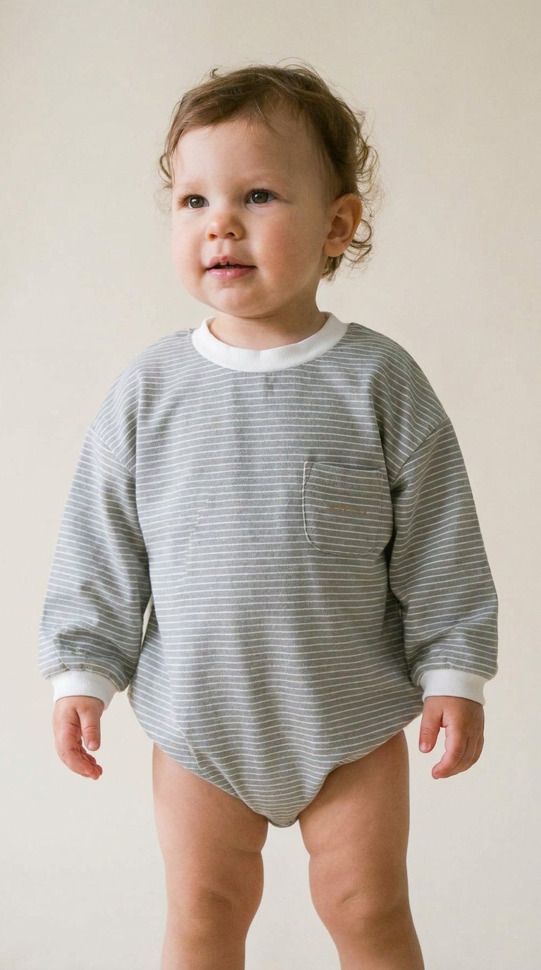 AI product shot of The Striped Romper - Pistachio
