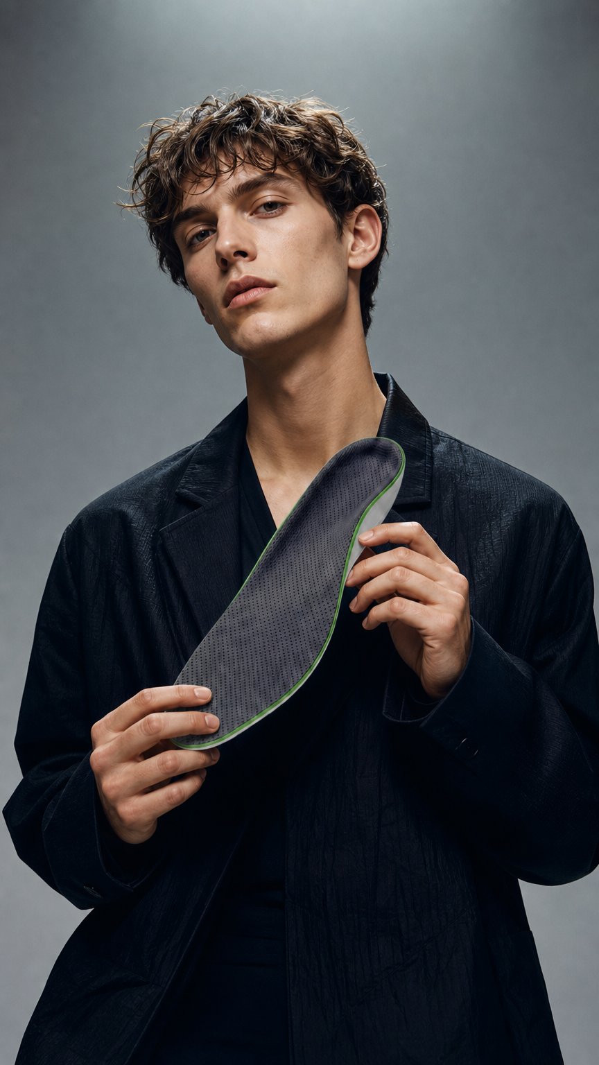AI product shot of Akrolimb custom 3D printed insoles