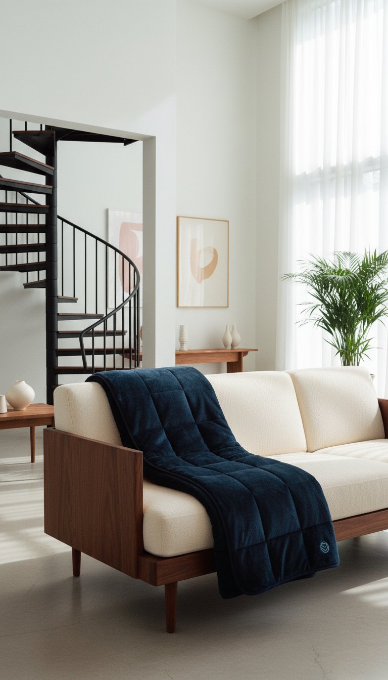 AI product shot of Thera Weighted Blanket - Calming Navy