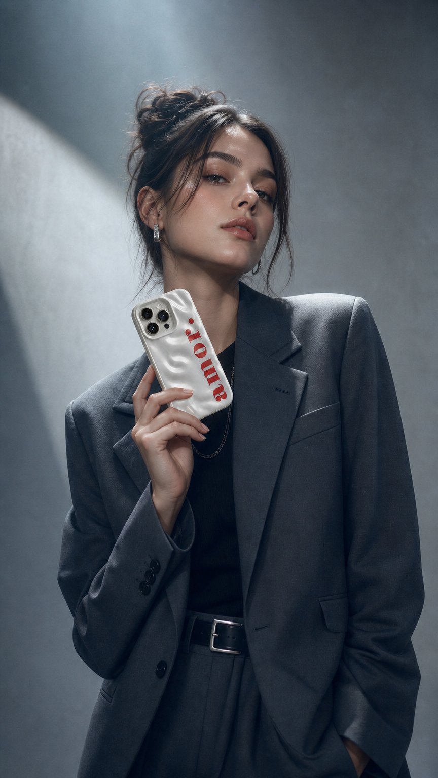 AI product shot of Coque iPhone Nacrée “Amor” – Élégance & Protection
