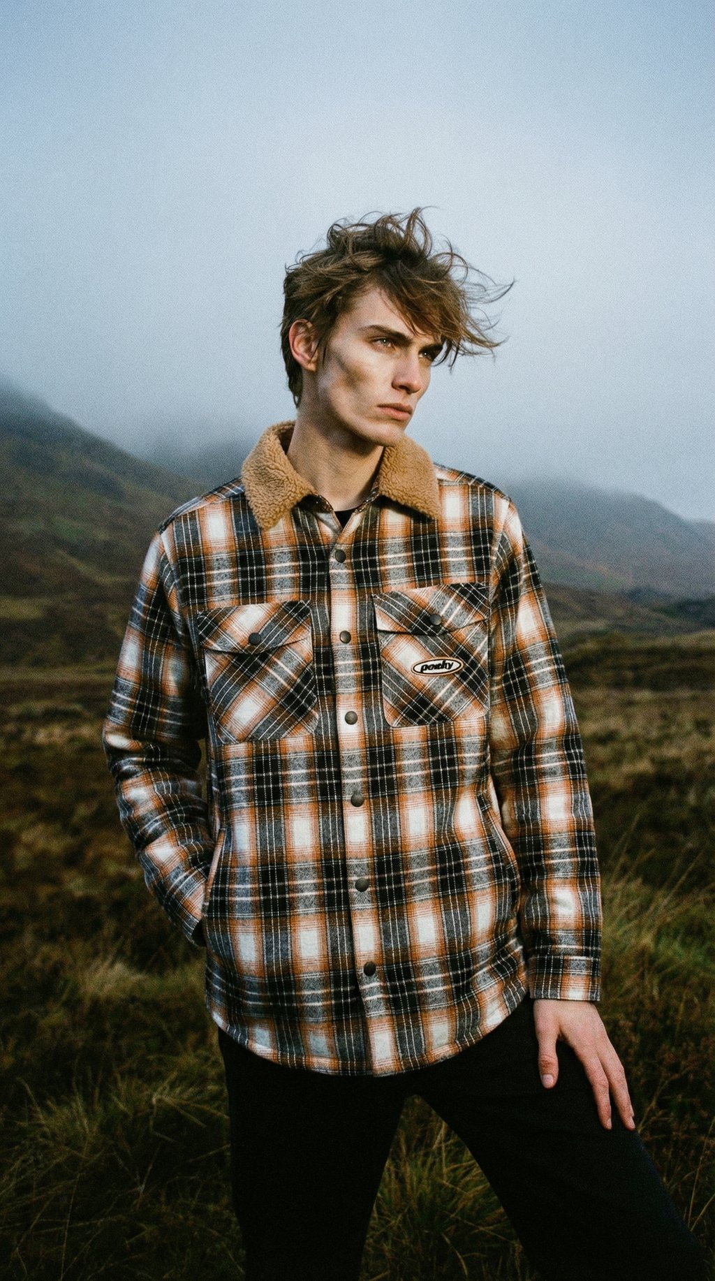 AI product shot of SHERPA COLLAR FLANNEL JACKET