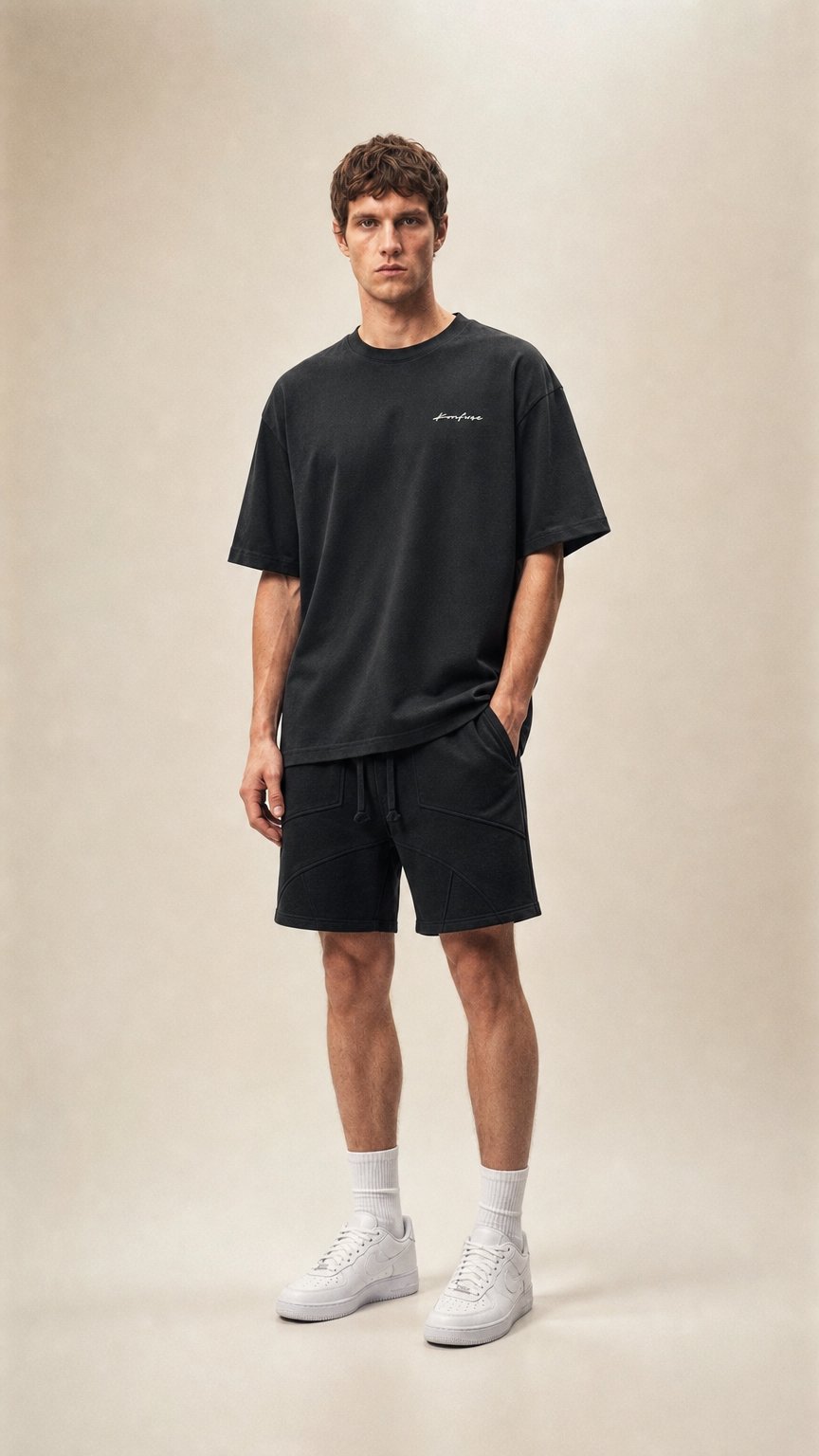 AI product shot of BASIC BLACK WASHED T-SHIRT