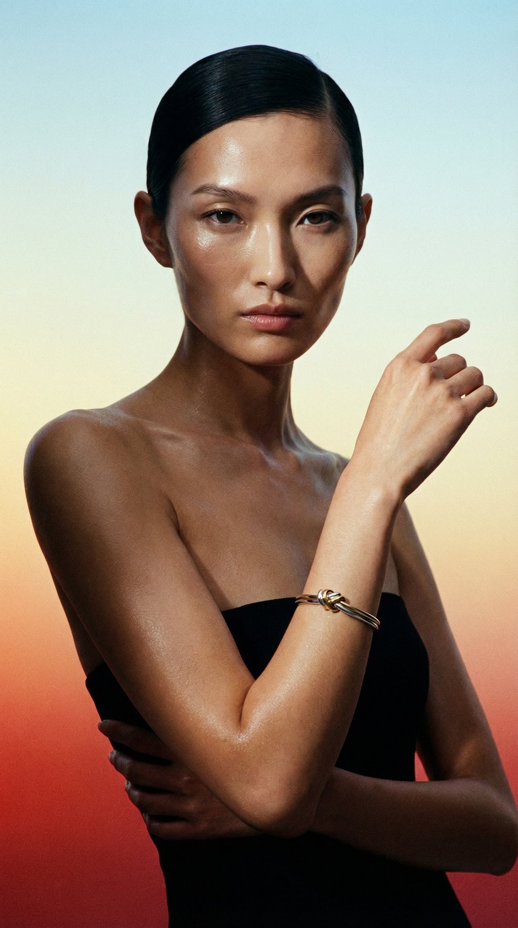 AI product shot of Dual Knot Bangle Polished