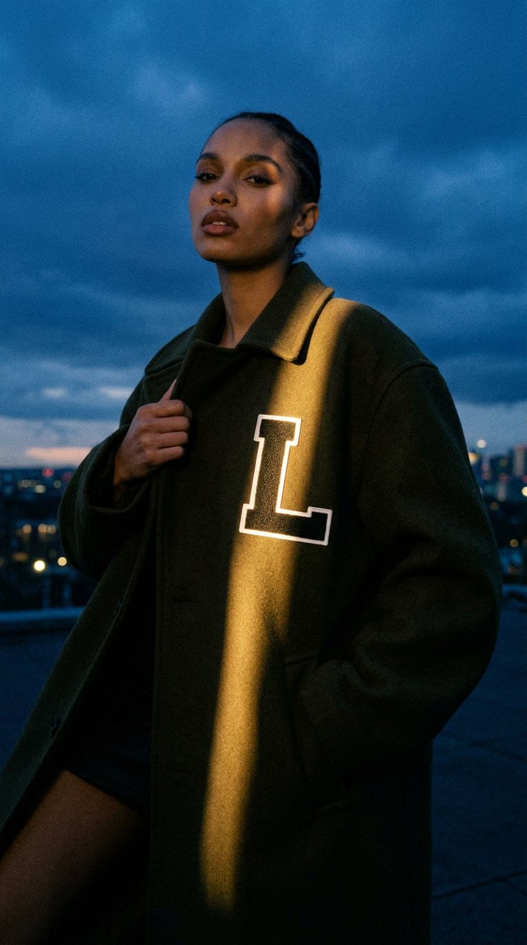 AI product shot of Varsity Letter L - Black