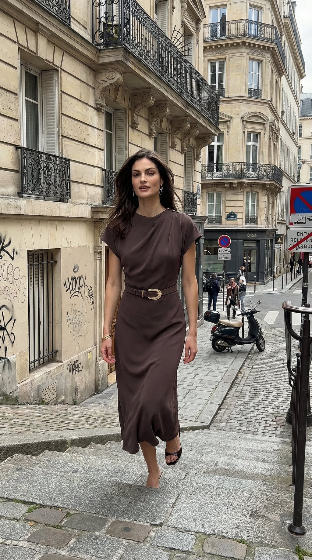 AI product shot of Kylee Button Neck Dress