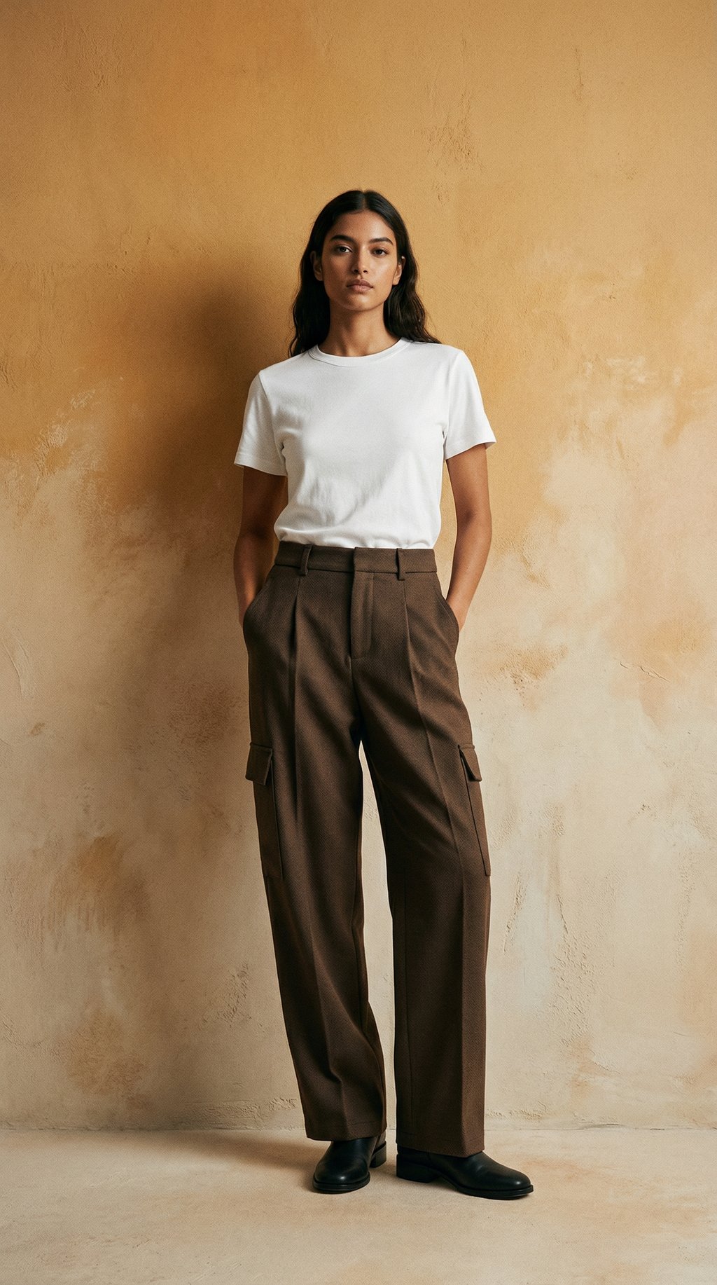 AI product shot of London Wool Loose Straight Trousers