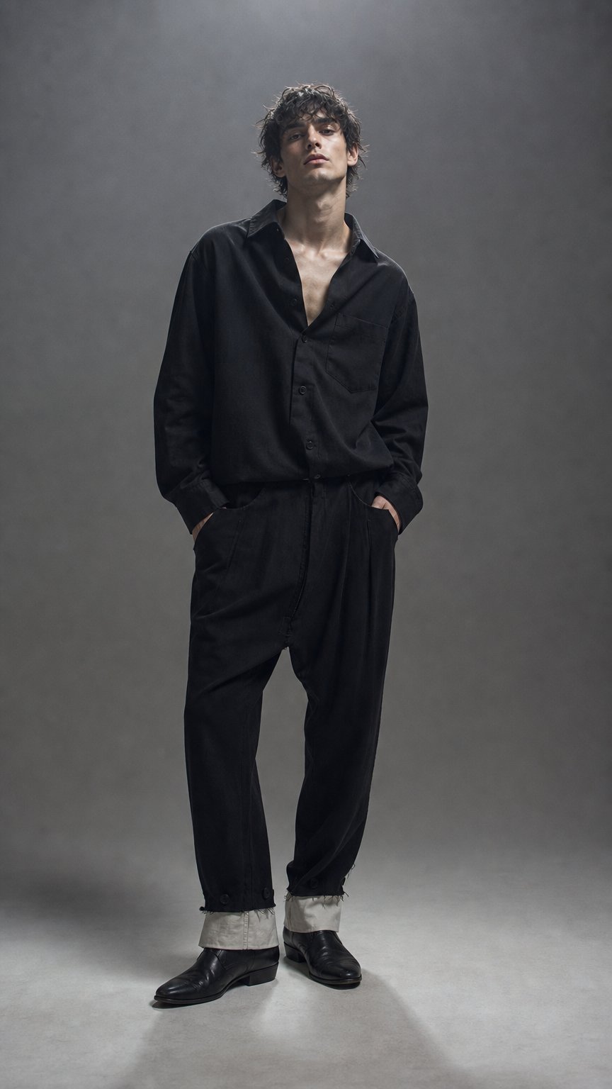AI product shot of "未完成的裤子" -1LP Unfinished Pants
