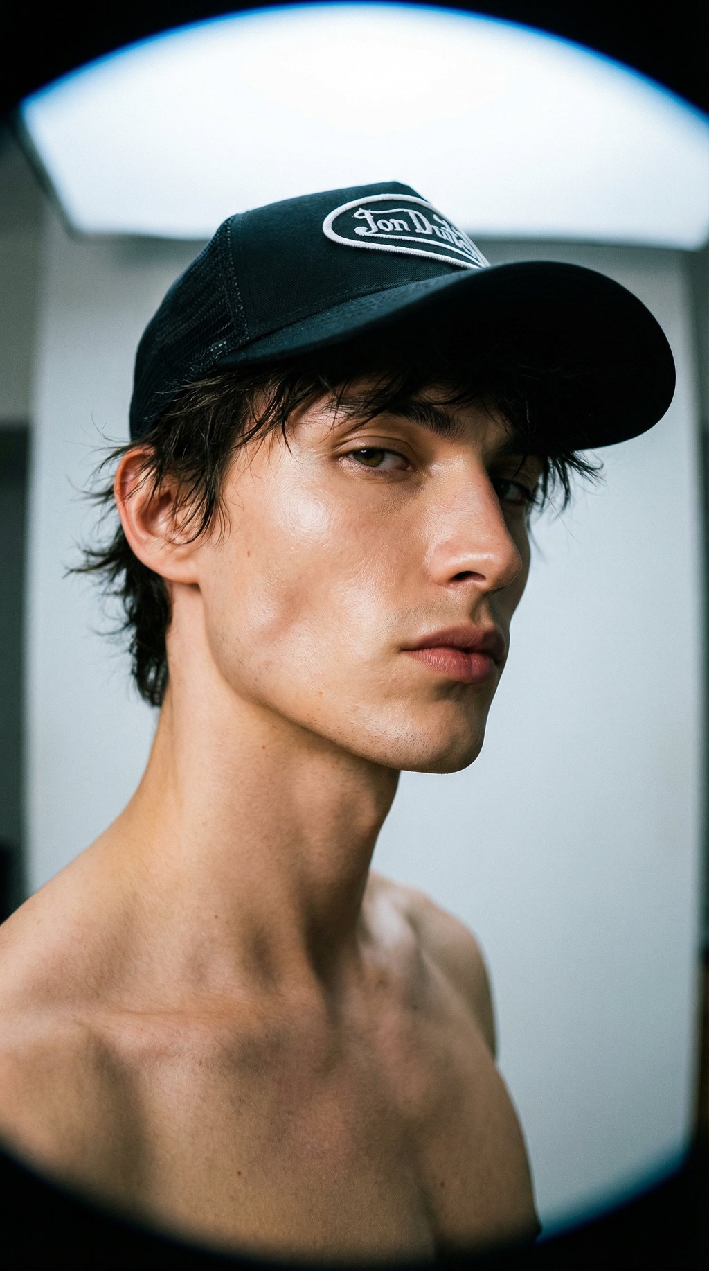 AI product shot of Von Dutch Black & White Classic Trucker Hat 51