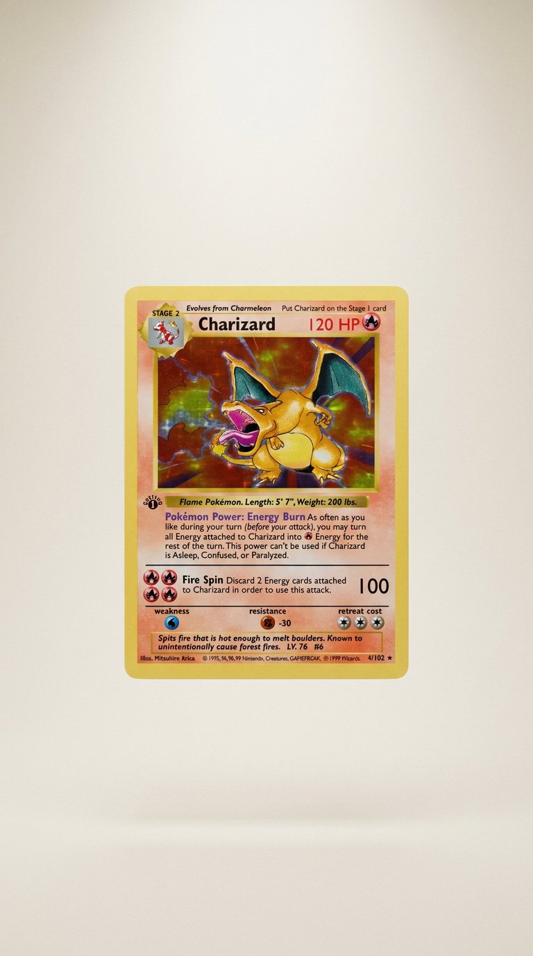 AI product shot of Charizard - 4 - Base Set (1st Edition & Shadowless) Pokemon