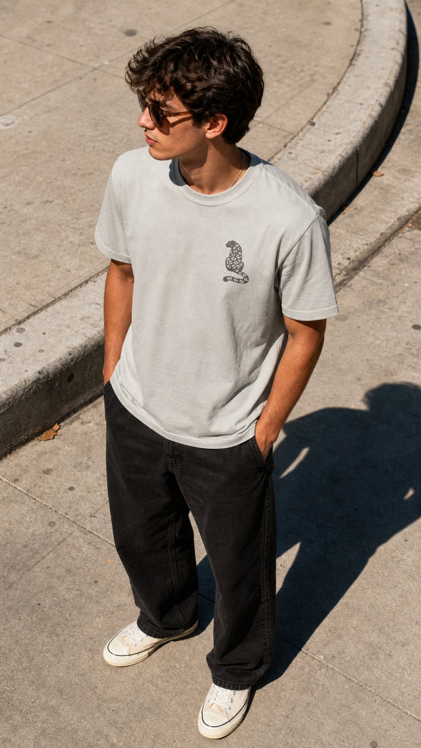 AI product shot of Wild Tee - Snow Leopard . Story