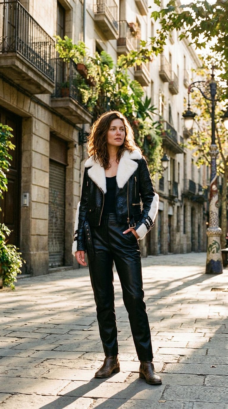 AI product shot of ELLA BIKER LEATHER JACKET