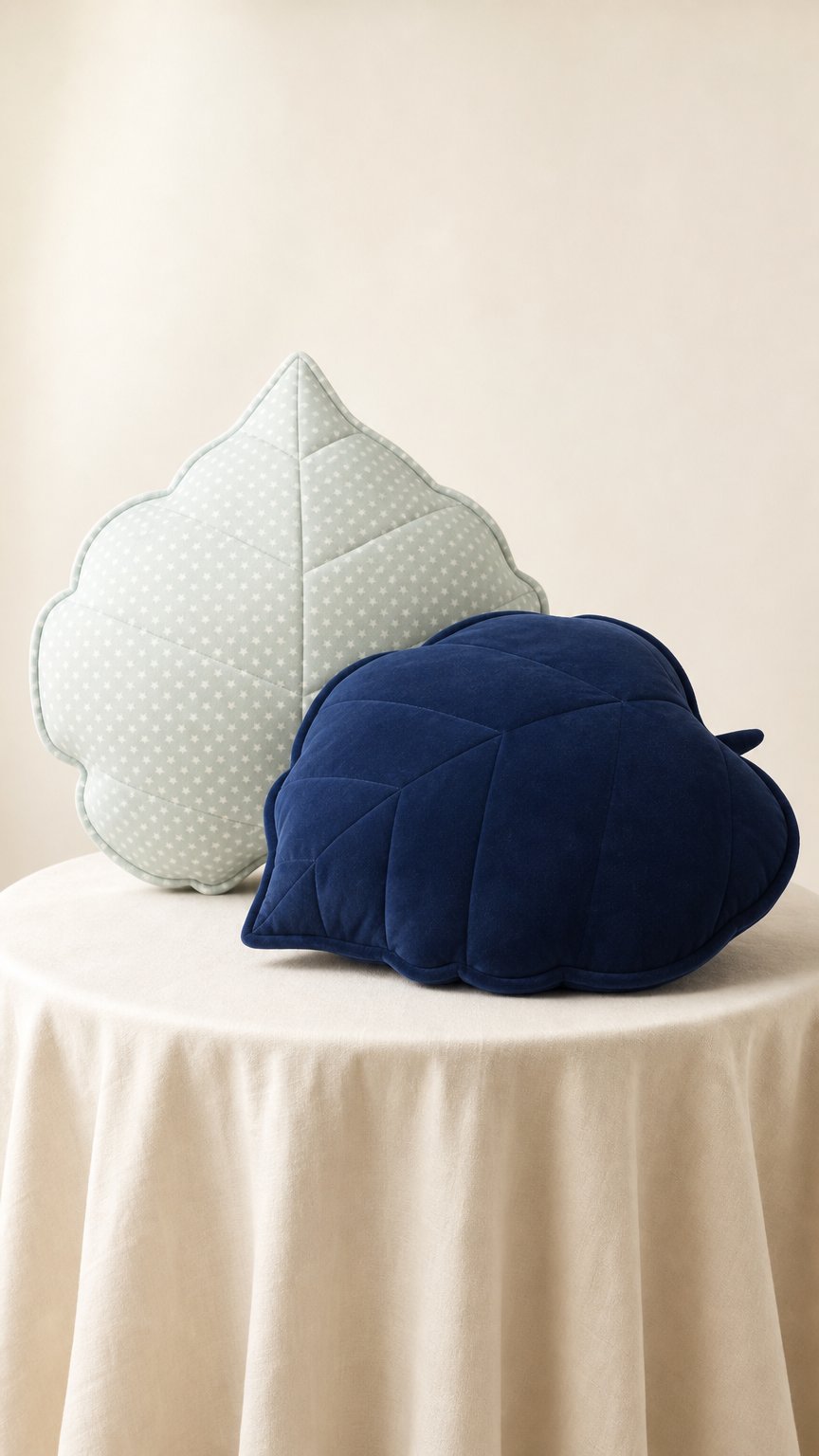 AI product shot of 3D Heart Leaf Throw Cushion