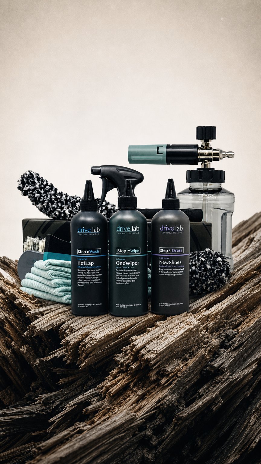 AI product shot of The DriveLab Wash Kit