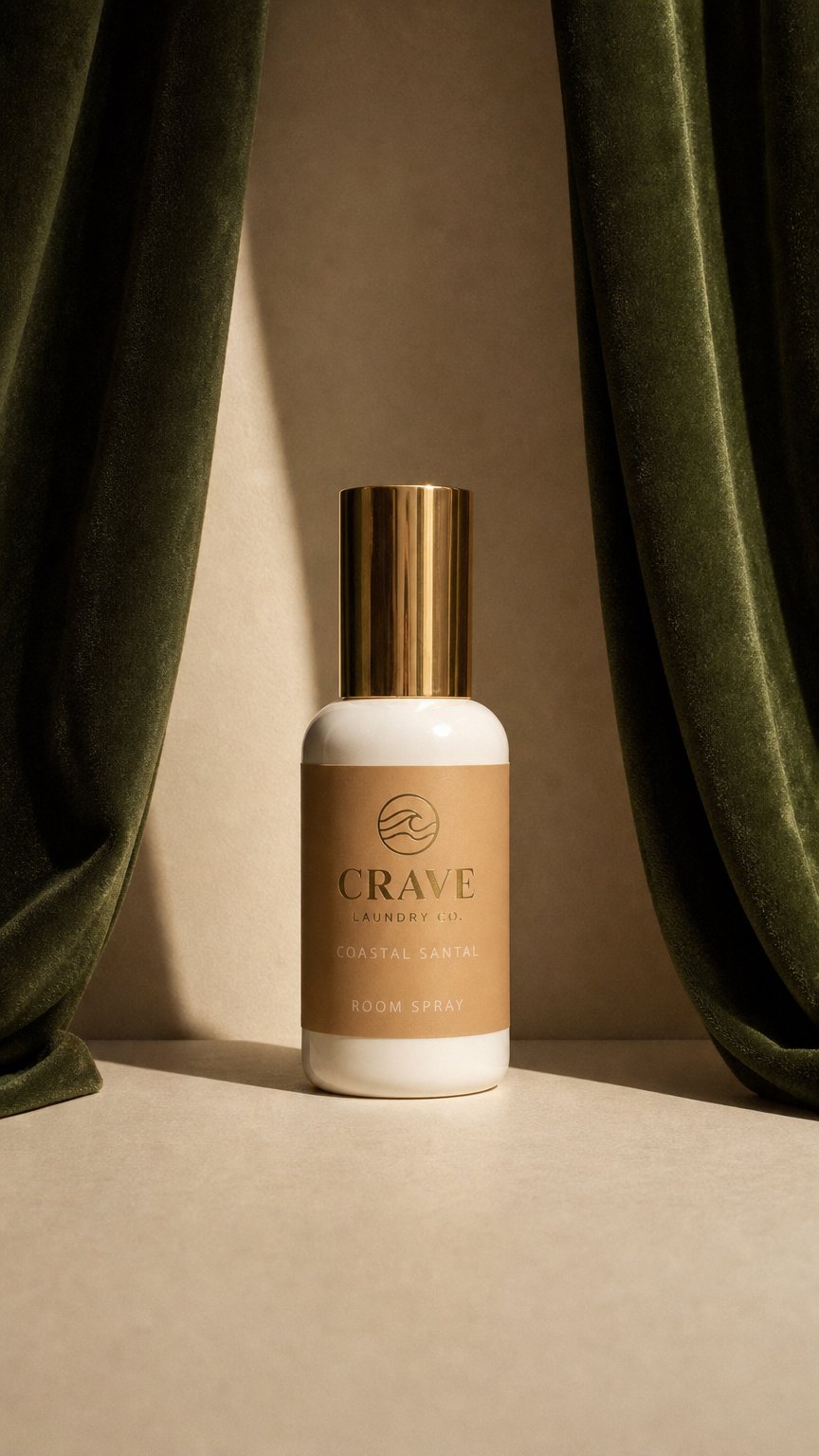 AI product shot of Coastal Santal Room Spray