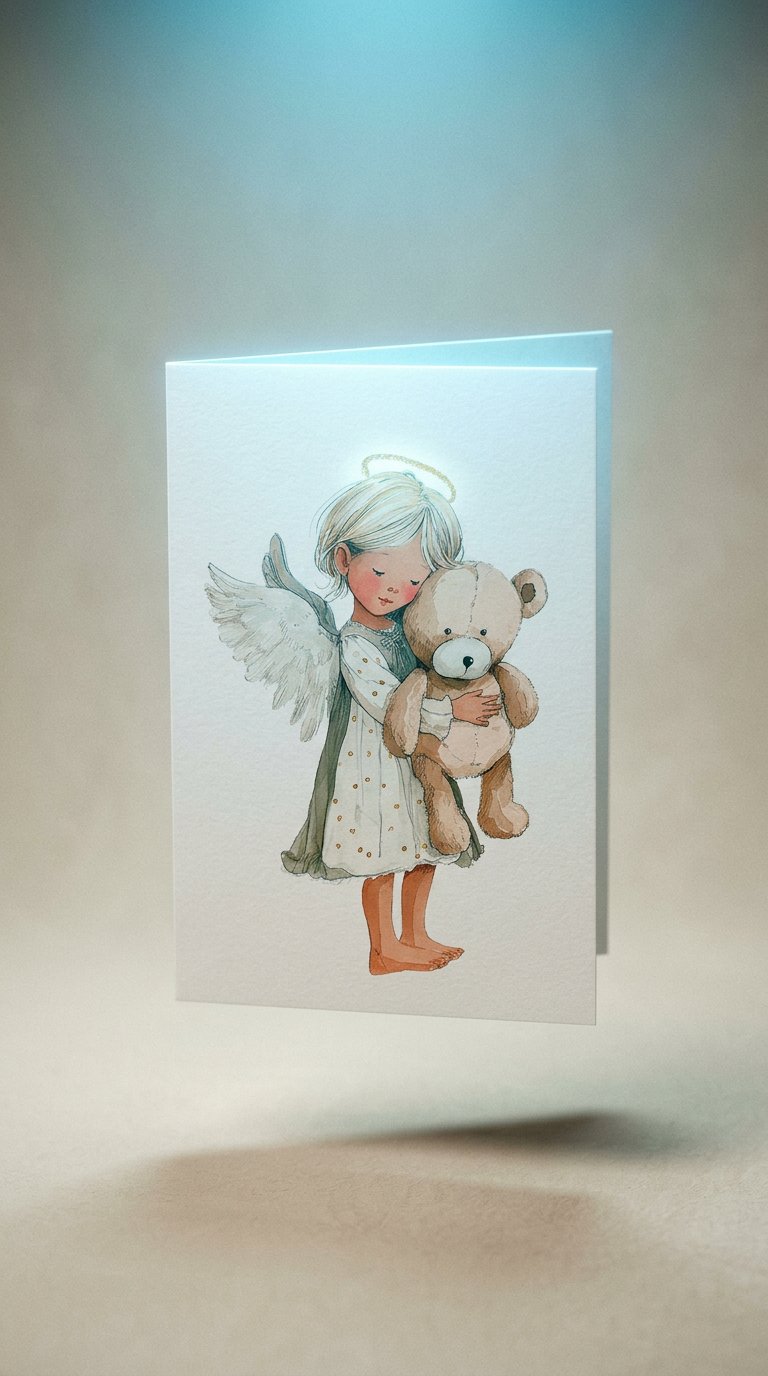 AI product shot of TARJETA FELICITACIÓN ANGELITA OSITO