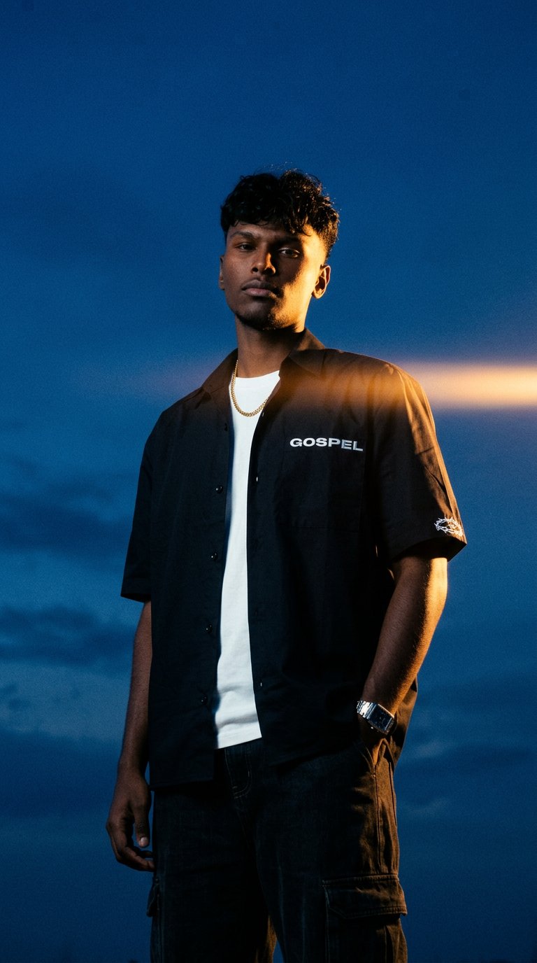 AI product shot of STILL UNASHAMED BUTTON UP - BLACK