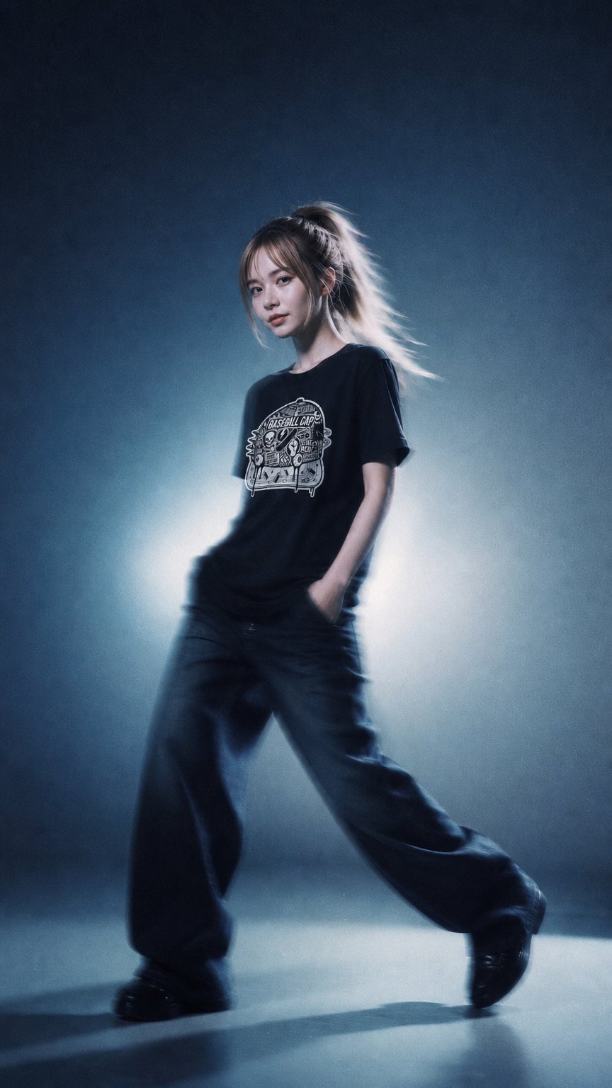 AI product shot of 塗鴉帽短修上衣 GrungeCap Tee