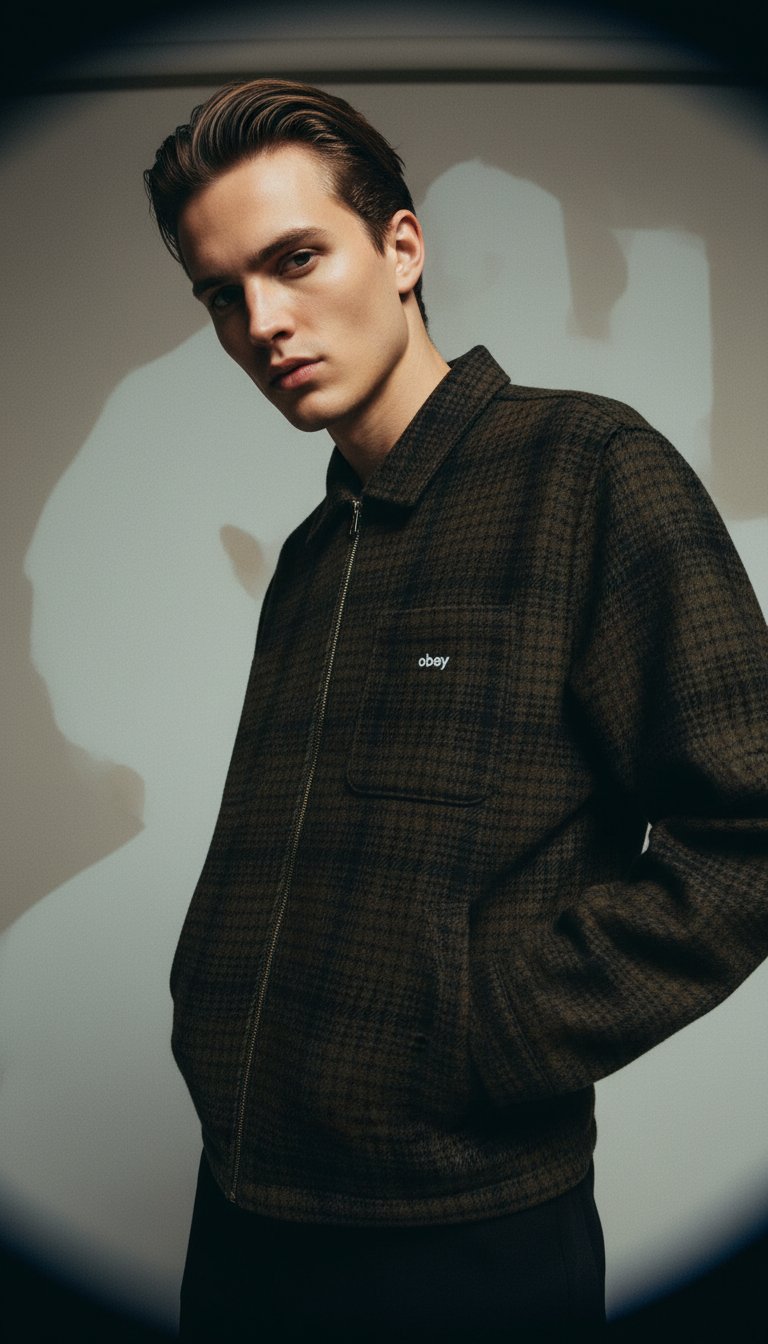 AI product shot of Obey Parker Zip Shirt Jacket Rosin