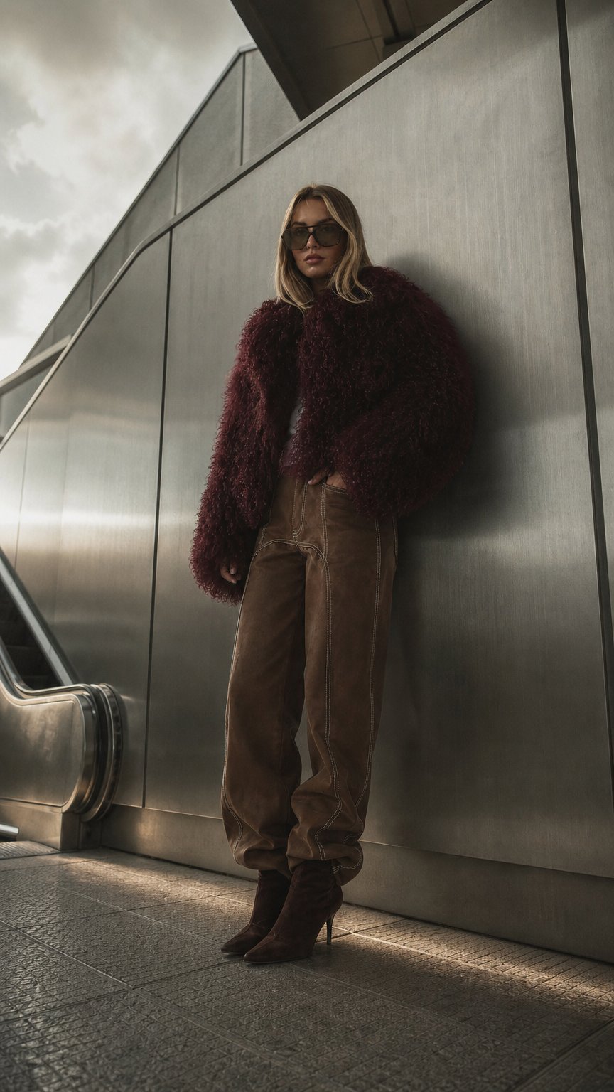 AI product shot of Alicia Mongolian Fur Coat