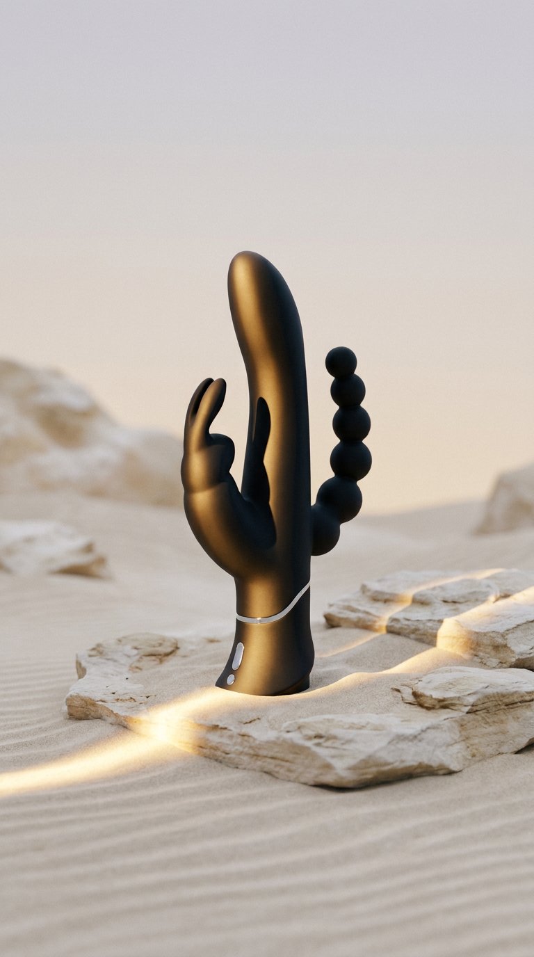 AI product shot of Happy Rabbit Triple Curve Rabbitvibrator