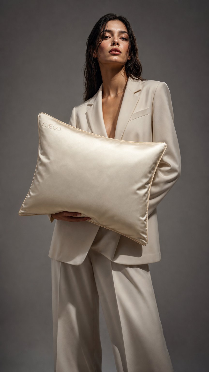 AI product shot of The Cloud: Ultra Soft Mulberry Silk Pillowcase