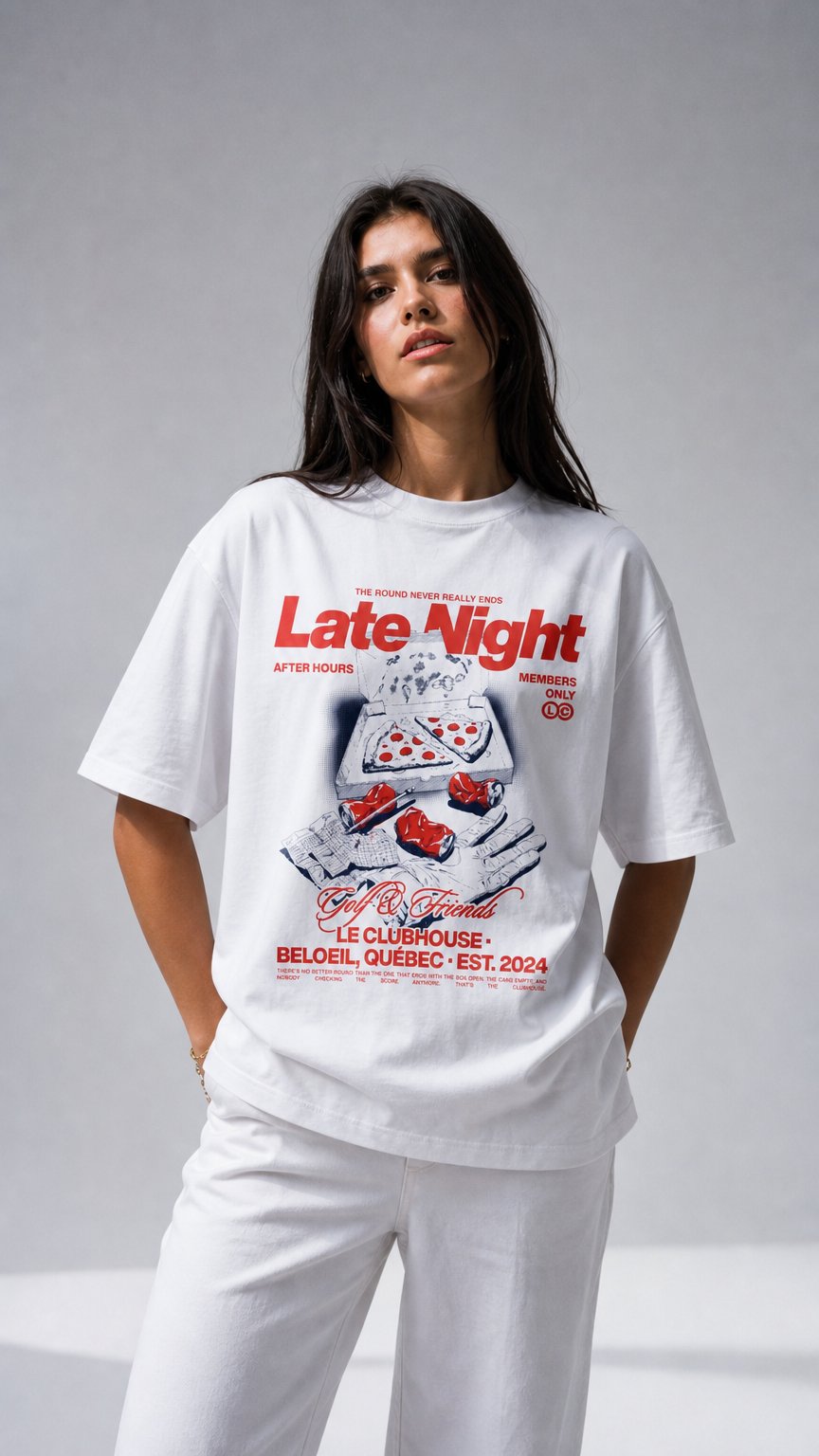 AI product shot of Late Night Boxy T-Shirt