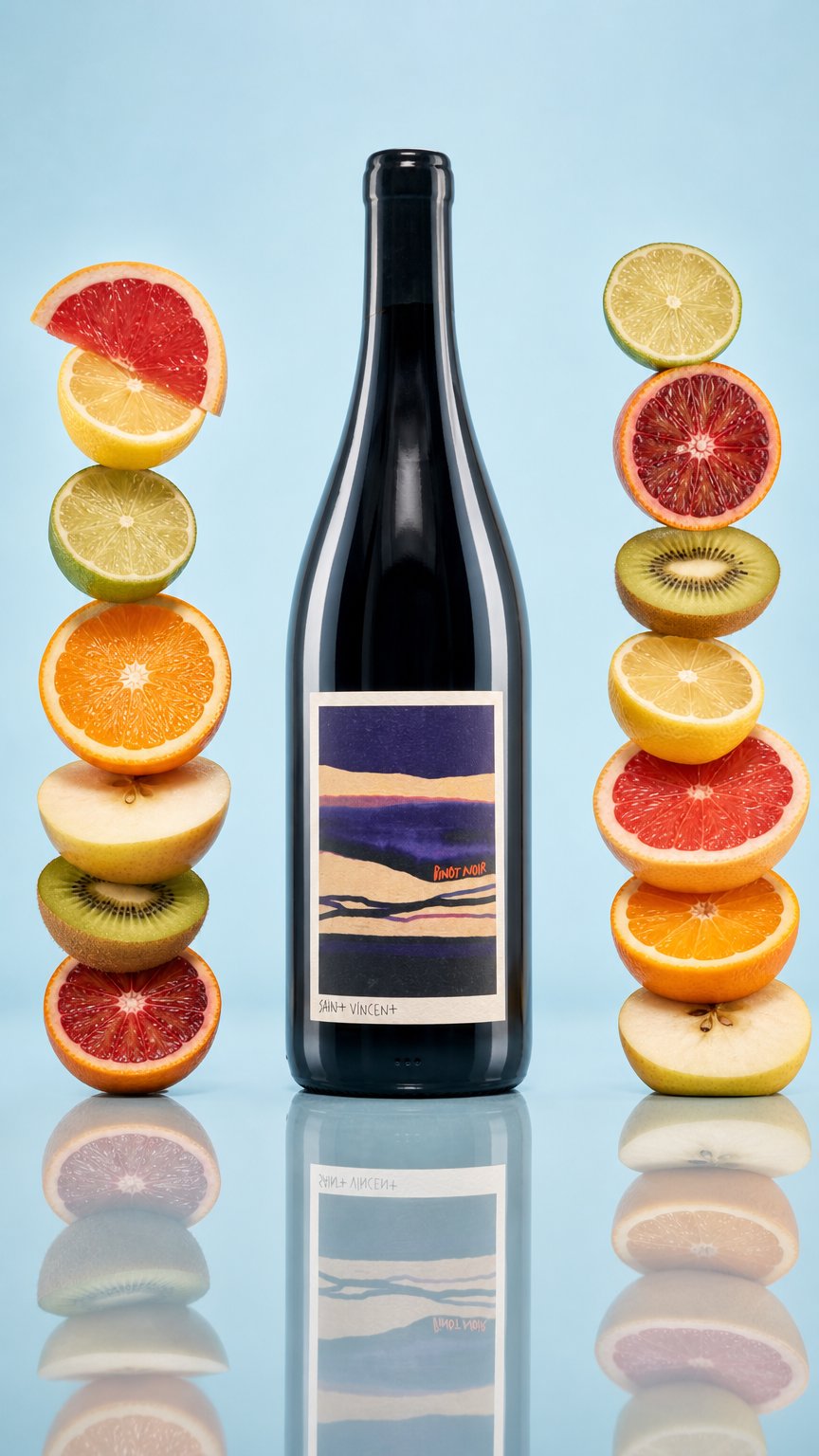 AI product shot of Saint Vincent Pinot Noir 2023