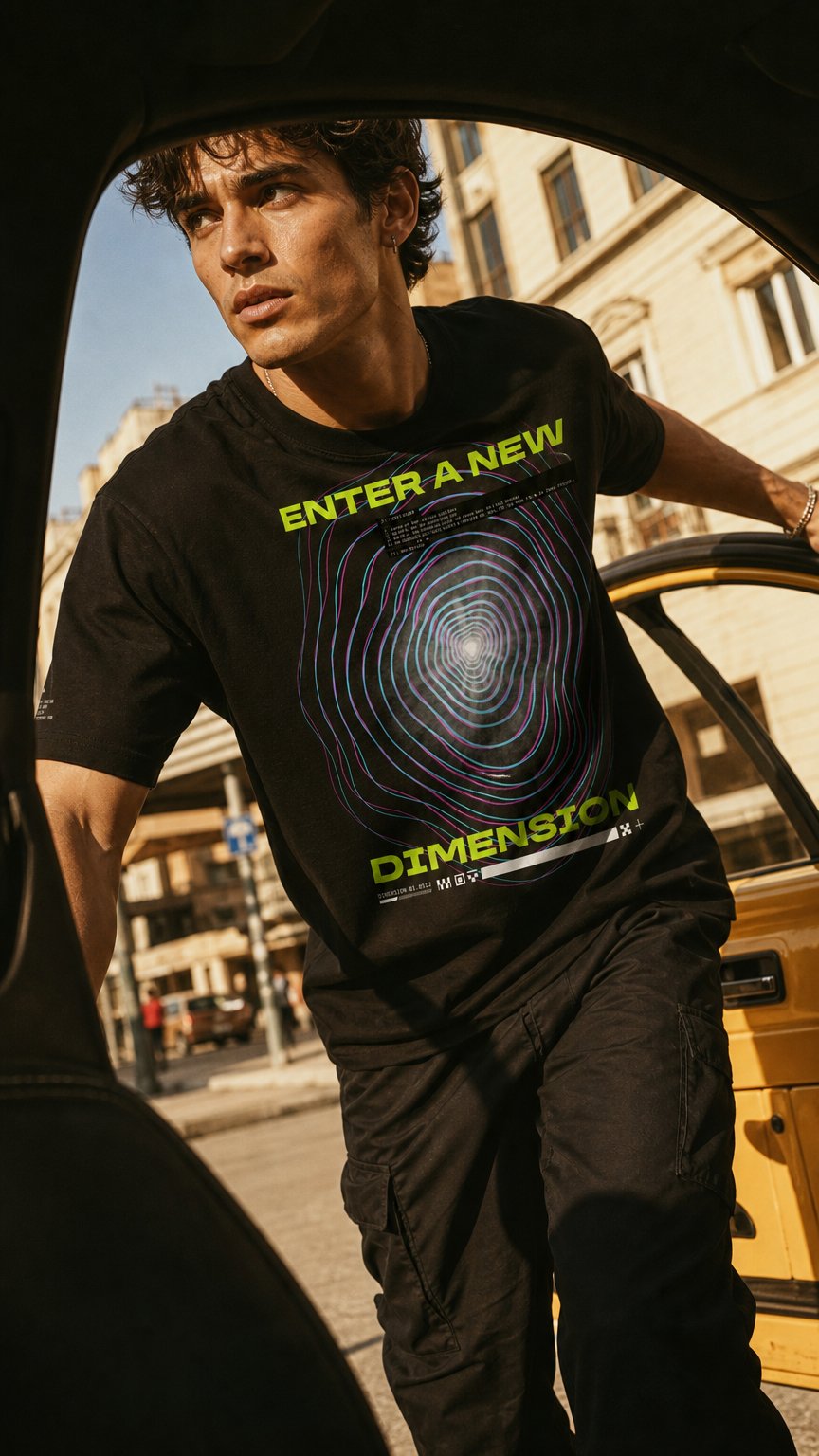AI product shot of New Dimension T-Shirt