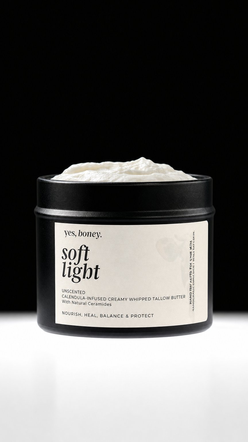 AI product shot of Soft Light - Calendula Infused Whipped Tallow Butter