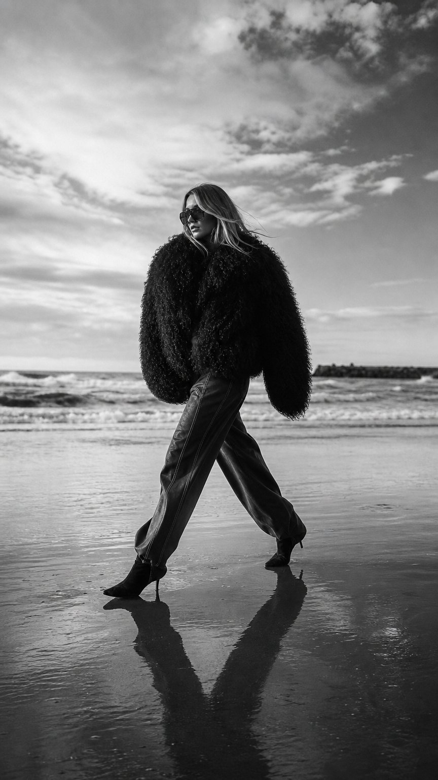 AI product shot of Alicia Mongolian Fur Coat