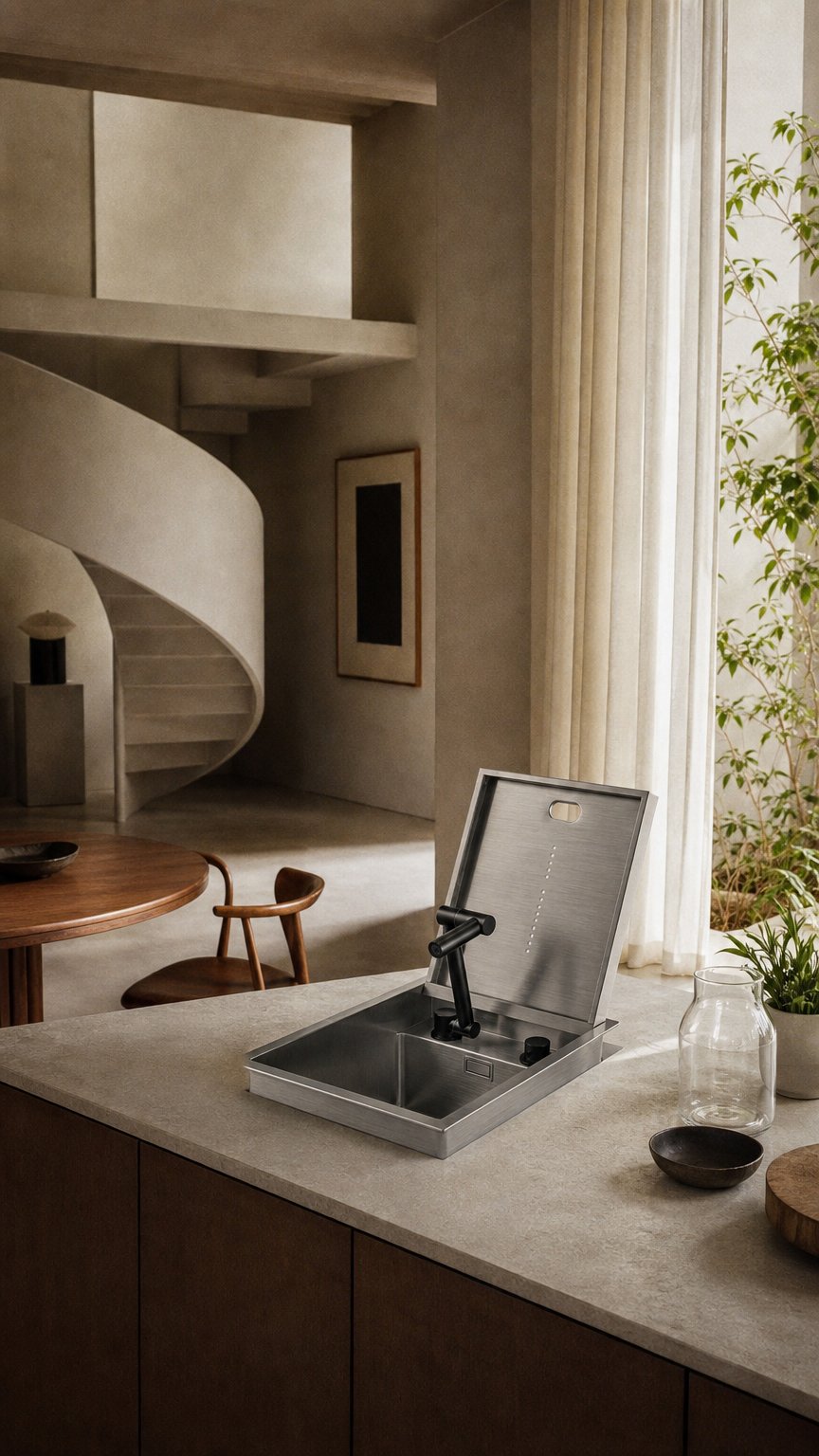 AI product shot of Cover Plate Sink with Folding Faucet