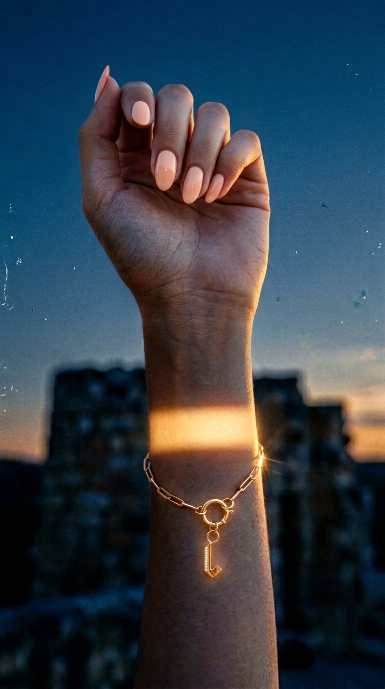 AI product shot of Audrey bracelet w Letter
