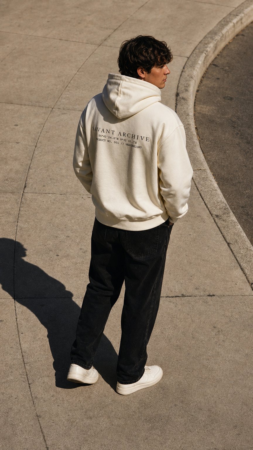 AI product shot of SAVANT ARCHIVE Premium Hoodie