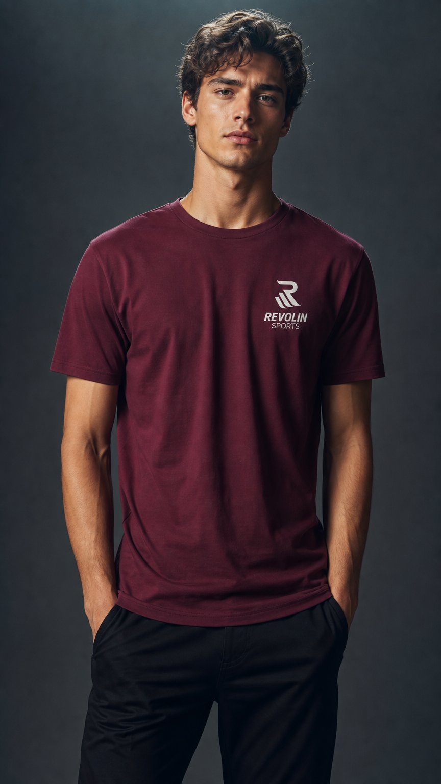 AI product shot of Men's Short Sleeve Performance Tee (Maroon & Graphite)